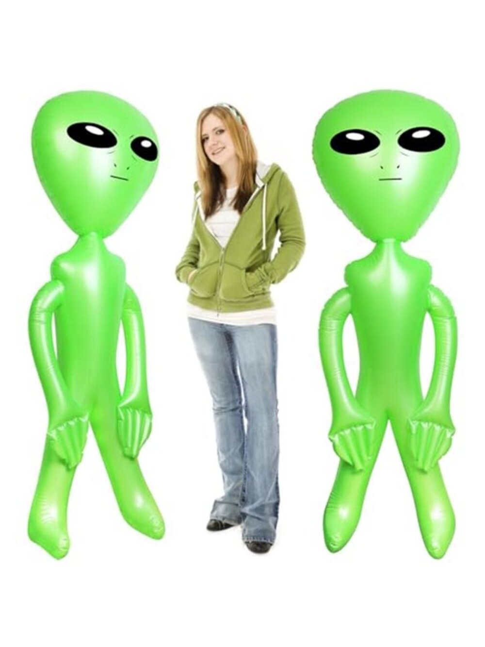 KIMOBER 2PCS Giant Inflatable Alien, Jumbo Green 60 Inch PVC Blow up Martian